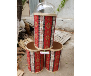 Ahşap Baharat Bakliyat Kovası Çapı 40 cm Kapaklı