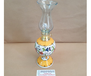 Çini Gaz Lambası 25 cm Sarı