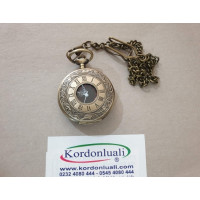 Köstekli Cep Saati Ortası Açık Bronz Köstekli Cep Saati Ortası Açık Bronz